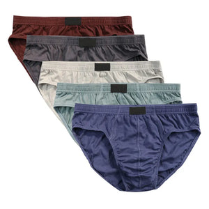 Men's Cotton Low Waist Solid Pattern Breathable Underpants Brief