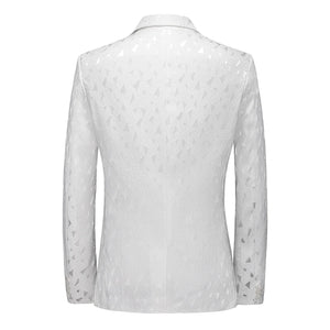 Men's Polyester Full Sleeve Single Breasted Closure Printed Blazer