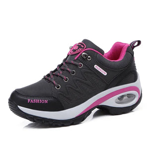 Women's Microfiber Round Toe Lace-up Closure Fitness Sport Shoes