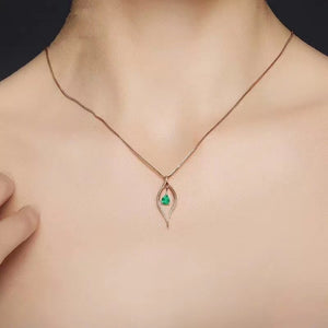 Women's 100% 925 Sterling Silver Emerald Stone Wedding Necklace