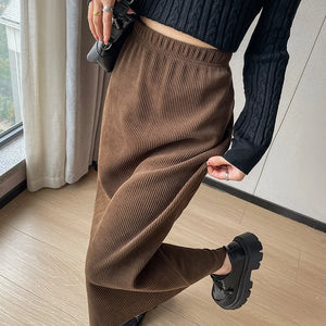 Women's Acetate Elastic High Waist Solid Pattern Casual Wear Skirts
