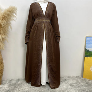Women's Arabian Polyester Full Sleeve Sequined Casual Abaya