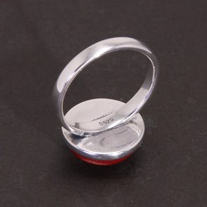 Men's 100% 925 Sterling Silver Agate Bezel Setting Classic Ring