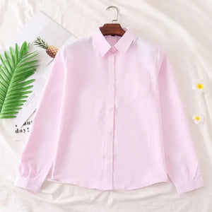 Women's Cotton Long Sleeves Single Breasted Plain Casual Shirt