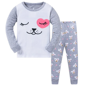 Kid's Girl Spandex O-Neck Long Sleeve Trendy Sleepwear Pajama Set