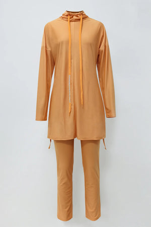 Women's Arabian Nylon Full Sleeves Solid Pattern Swimwear Dress