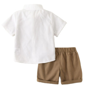 Kid's Boy Cotton Short Sleeves Single Breasted Formal Clothes