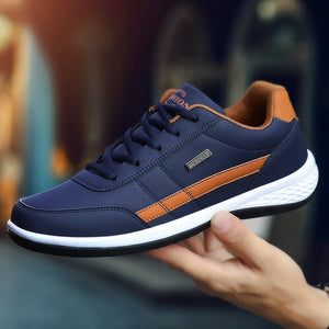Men's PU Round Toe Lace-up Closure Breathable Casual Shoes