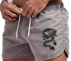 Men's Polyester Drawstring Closure Printed Pattern Breathable Shorts