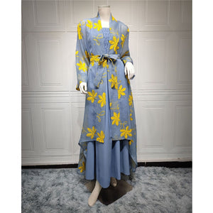 Women's Arabian Square Neck Polyester Full Sleeve Casual Dress