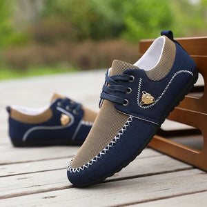 Men's Canvas Round Toe Lace-up Breathable Casual Wear Loafer