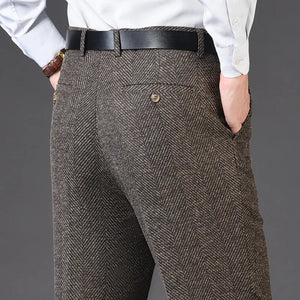 Men's Rayon High Waist Zipper Fly Closure Solid Casual Pants