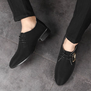 Men's Canvas Pointed Toe Lace-up Closure Formal Wedding Shoes