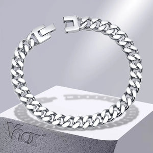 Men's Metal Stainless Steel Trendy Round Shape Wristband Bracelet
