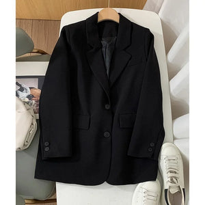 Women's Notched Collar Full Sleeve Single Breasted Casual Blazer