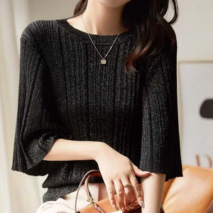 Women's O-Neck Polyester Long Sleeve Solid Pattern Casual Blouses