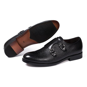 Men's PU Leather Pointed Toe Buckle Closure Elegant Oxford Shoes