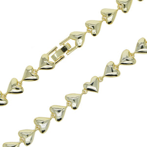 Women's Copper Cubic Zirconia Heart Pattern Link Chain Necklace