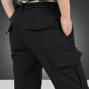 Men's Polyester Mid Waist Zipper Fly Closure Waterproof Trousers