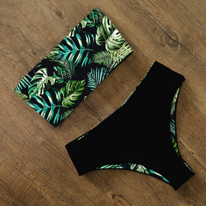 Women's Polyester Low Waist Swimwear Printed Sexy Bikini Set