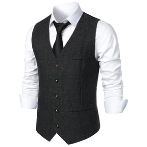 Men's Polyester V-Neck Sleeveless Formal Wear Wedding Vests