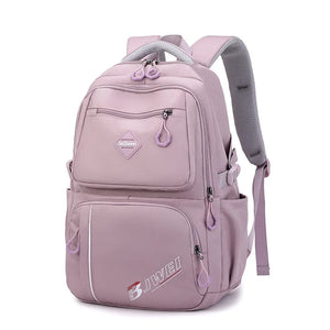 Kid's Girl Nylon Zipper Closure Solid Pattern School Backpack