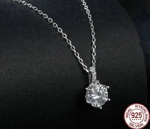 Women's 100% 925 Sterling Silver Zircon Wedding Classic Necklace