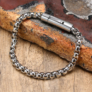 Men's Metal Stainless Steel Toggle-Clasps Trendy Round Bracelet