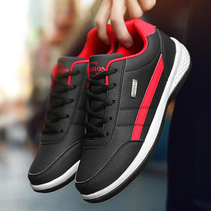 Men's PU Round Toe Lace-up Closure Breathable Casual Shoes