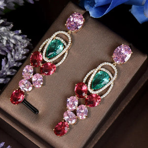 Women's Copper Cubic Zirconia Engagement Trendy Drop Earrings