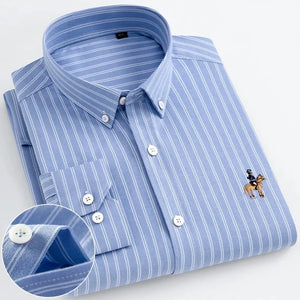 Men's 100% Cotton Single Breasted Full Sleeve Striped Casual Shirt