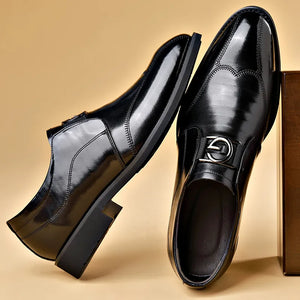 Men's Leather Pointed Toe Slip-On Closure Solid Formal Shoes