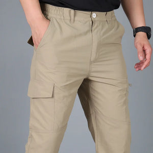 Men's Nylon Zipper Fly Closure Solid Pattern Casual Trousers