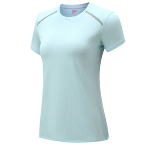 Women's Polyester Short Sleeve Breathable Plain Pattern Yoga Shirt