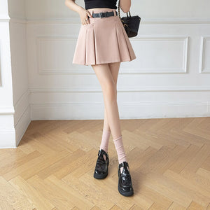 Women's Spandex High Waist Casual Solid Pattern Pleated Skirt