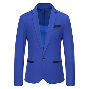 Men's Notched Polyester Long Sleeve Single Breasted Casual Blazers