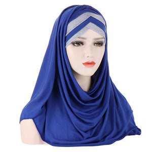 Women's Arabian Polyester Headwear Glitter Pattern Trendy Hijabs