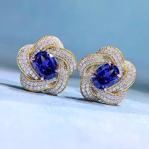 Women's 100% 925 Sterling Silver Sapphire Classic Stud Earrings