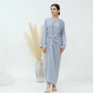 Women's Arabian O-Neck Polyester Full Sleeve Casual Wear Abaya