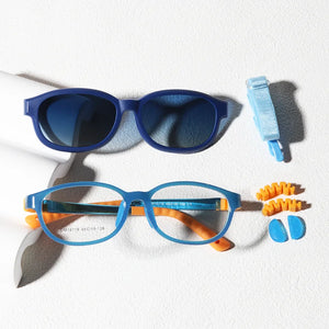 Kid's Acetate Frame Oval Shaped UV400 Polarized Trendy Sunglasses
