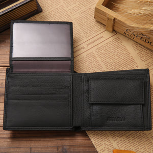 Men's Genuine Leather Card Holder Solid Pattern Short Wallet