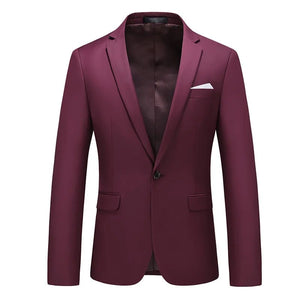 Men's Polyester Notched Collar Long Sleeve Single Button Blazers