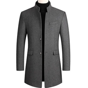 Men's Polyester Full Sleeves Single Breasted Winter Casual Coats
