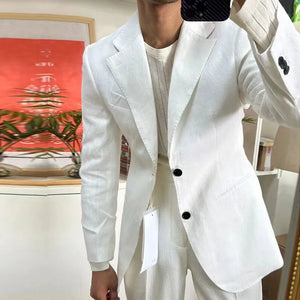 Men's Notched Collar Long Sleeve Single Breasted Vintage Blazers