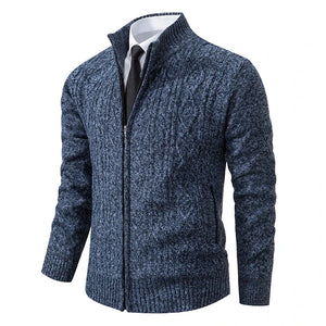 Men's Acrylic Full Sleeve Zipper Closure Knitted Winter Sweater