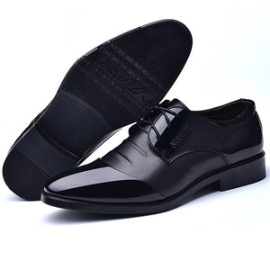 Men's PU Leather Pointed Toe Lace-up Closure Formal Wear Shoes
