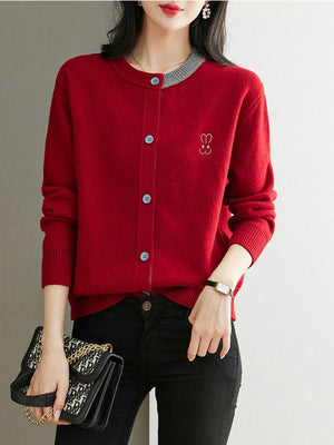 Women's Polyester O-Neck Full Sleeves Solid Casual Wear Sweaters