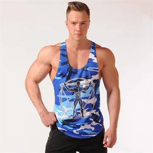 Men's Polyester Sleeveless Quick Dry Camouflage Workout Shirt