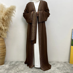 Women's Arabian Polyester Full Sleeve Sequined Casual Abaya