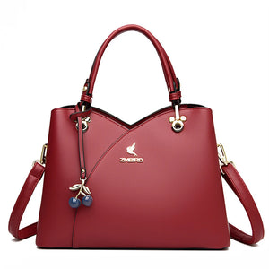 Women's Leather Zipper Closure Crossbody Solid Pattern Handbag
